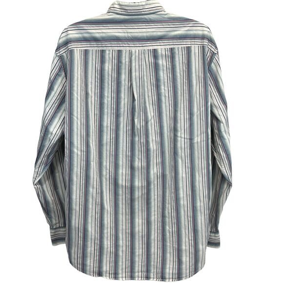 Tommy Bahama Button Front Shirt Blue Pink Striped Long Sleeve Mens XXL 2XL - Picture 3 of 5